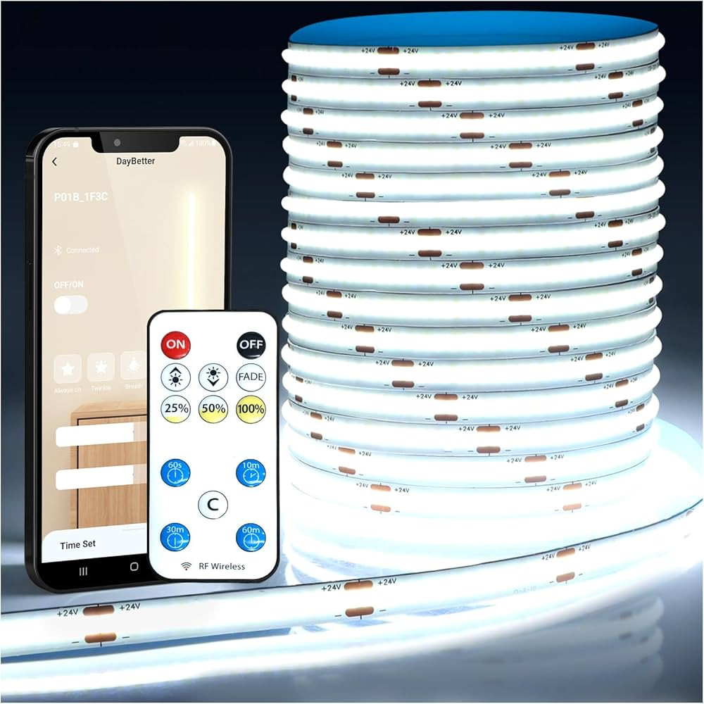 COB LED Strip Lights, LED Light Strips with Remote and App,16.4ft 6500K Dimmable Bright Daylight ... | Amazon (US)