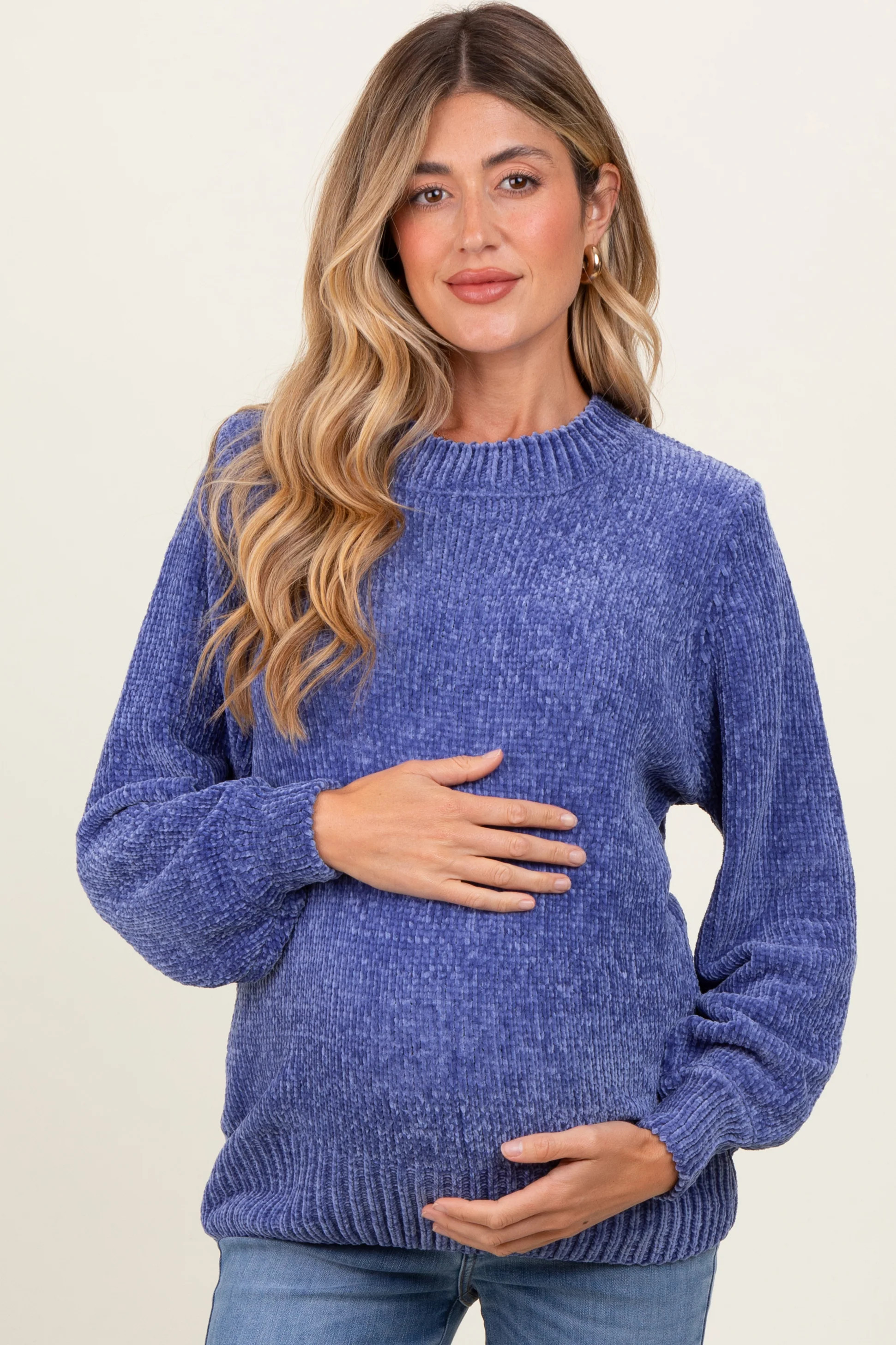 Periwinkle Chenille Knit Maternity Sweater | PinkBlush Maternity