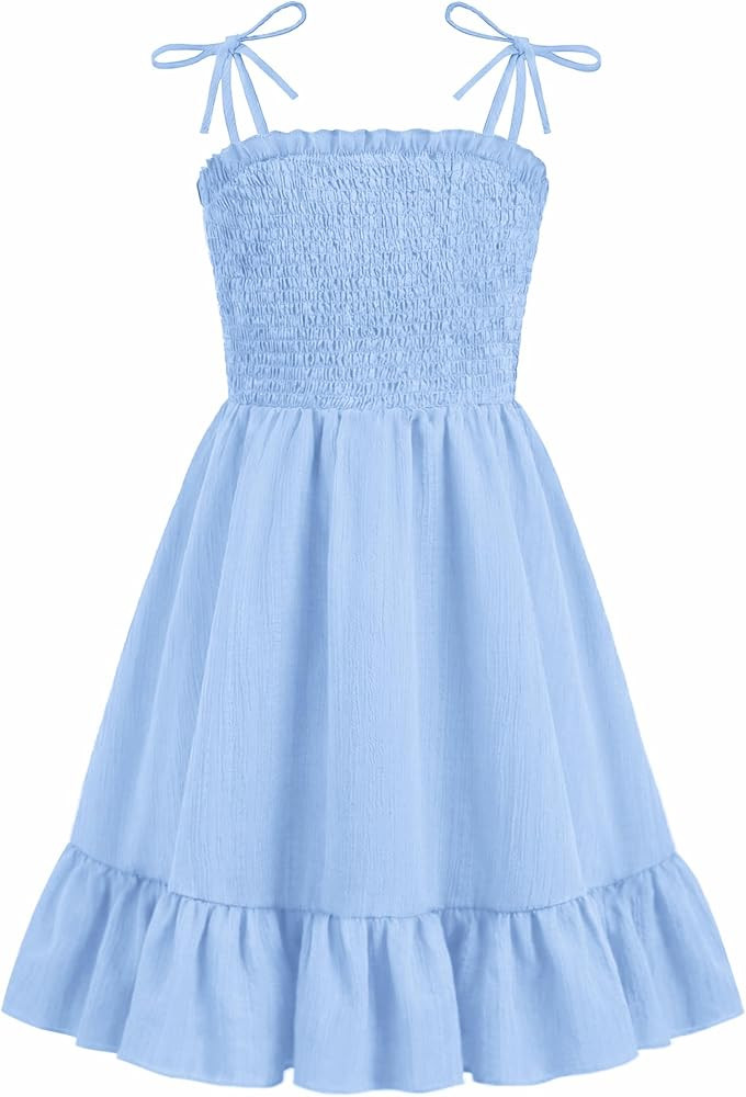 Arshiner Girls Summer Dress Tween Spaghetti Strap Smocked Casual Beach Sundress with Pockets 6-14... | Amazon (US)