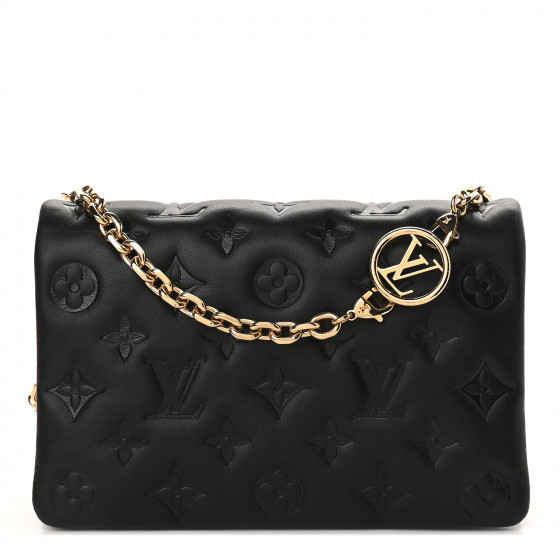 LOUIS VUITTON Lambskin Embossed Monogram Pochette Coussin Black | Fashionphile