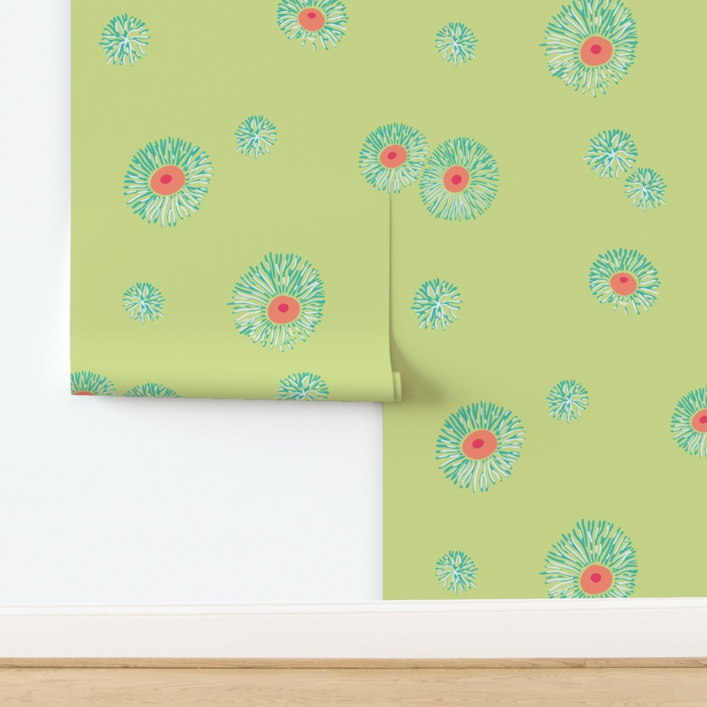 L - Underwater Plants or Flowers for swimwear lime green turquoise pink Wallpaper | Spoonflower | Spoonflower
