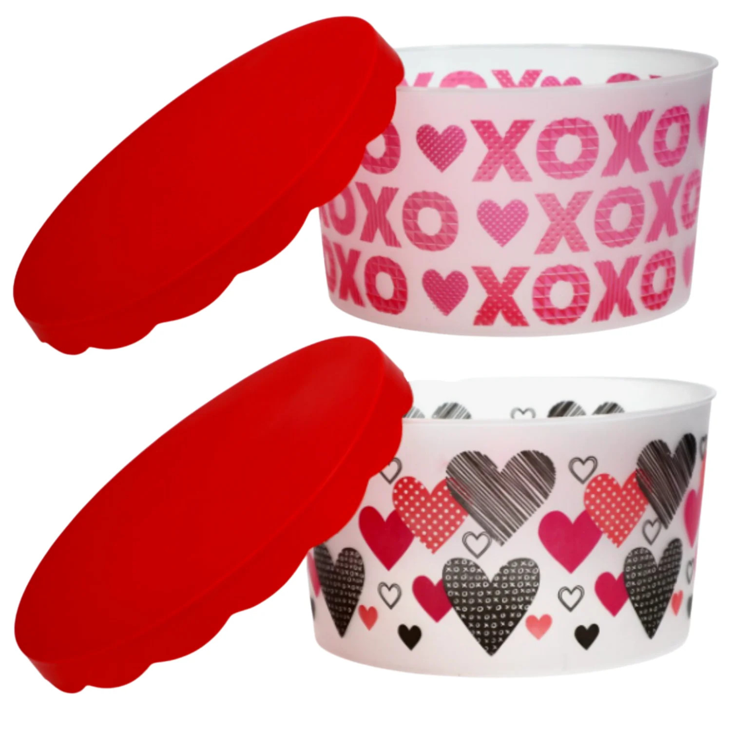 Valentines Plastic Tubs with Scallop Lids Round Food Containers for Cookies Candies Canister Jar ... | Walmart (US)