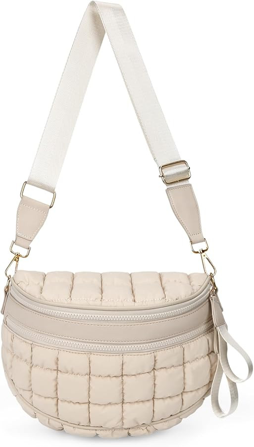 Puffer Crossbody Bum Bag Quilted Cherecked Cross Body Bumbags for Women Oversized Fanny Pack for ... | Amazon (US)