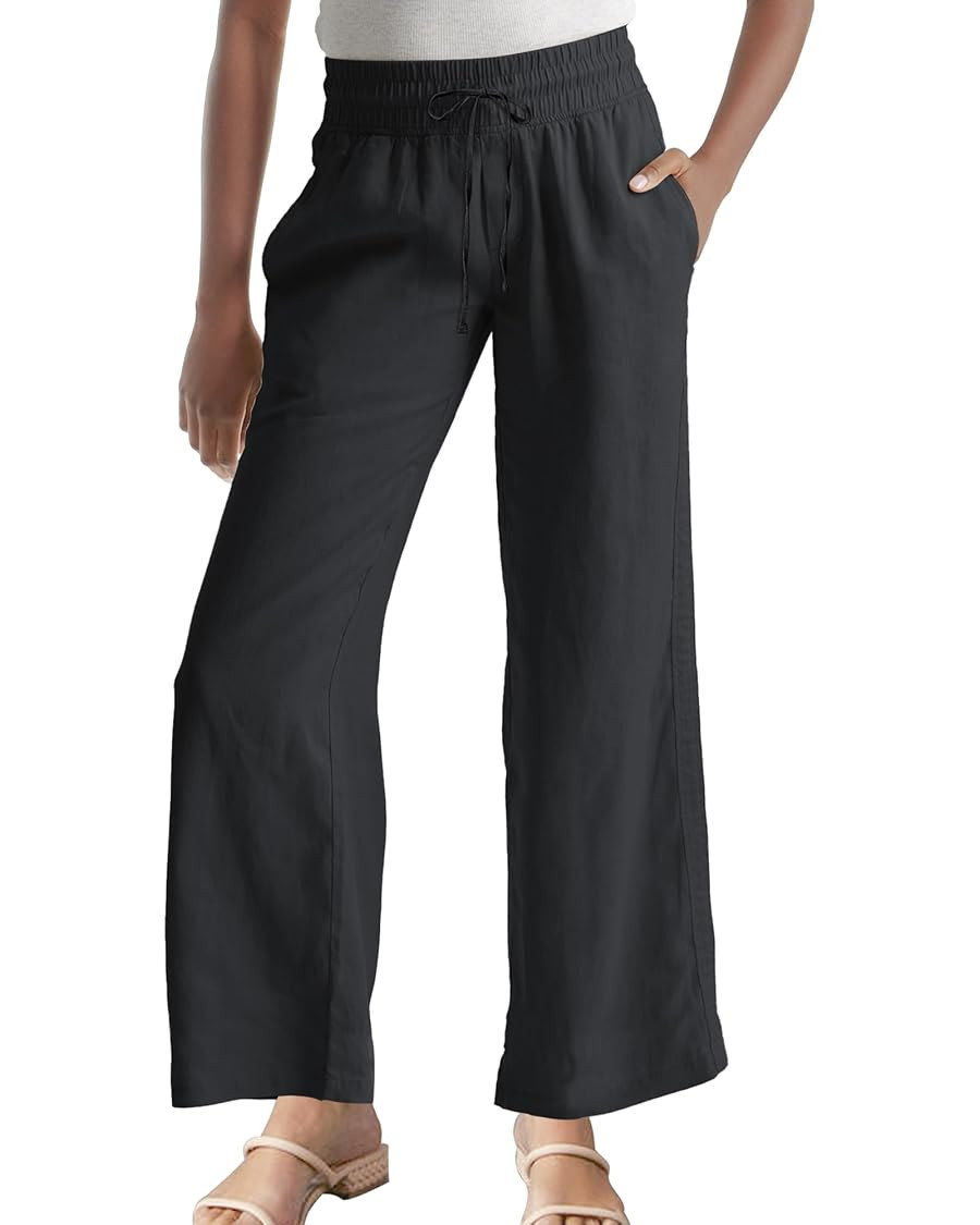 Hixiaohe Women Linen Pant High Waisted Wide Leg Palazzo Trousers Loose Flowy Pants Beach Travel V... | Amazon (US)