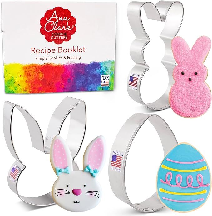 Easter Cookie Cutters 3-Pc. Set Made in USA by Ann Clark, Easter Bunny, Egg, Rabbit Head | Amazon (US)