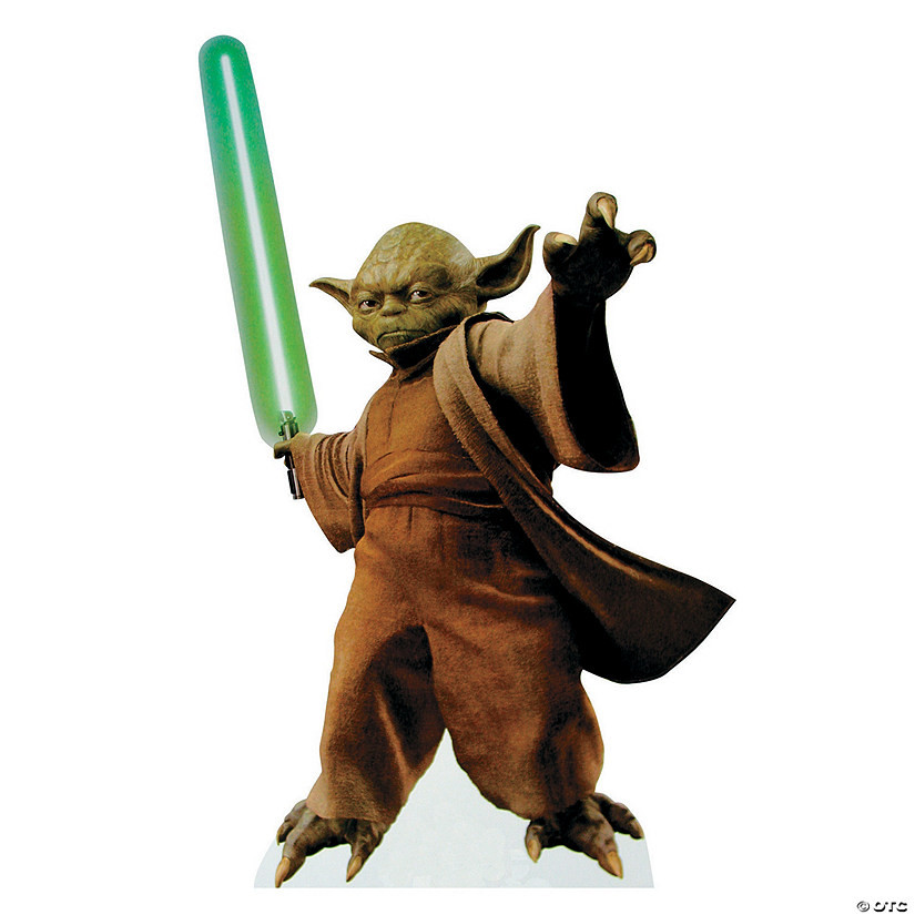 46" Star Wars™: Episode III Yoda with Lightsaber Life-Size Cardboard Cutout Stand-Up | Oriental Trading Company