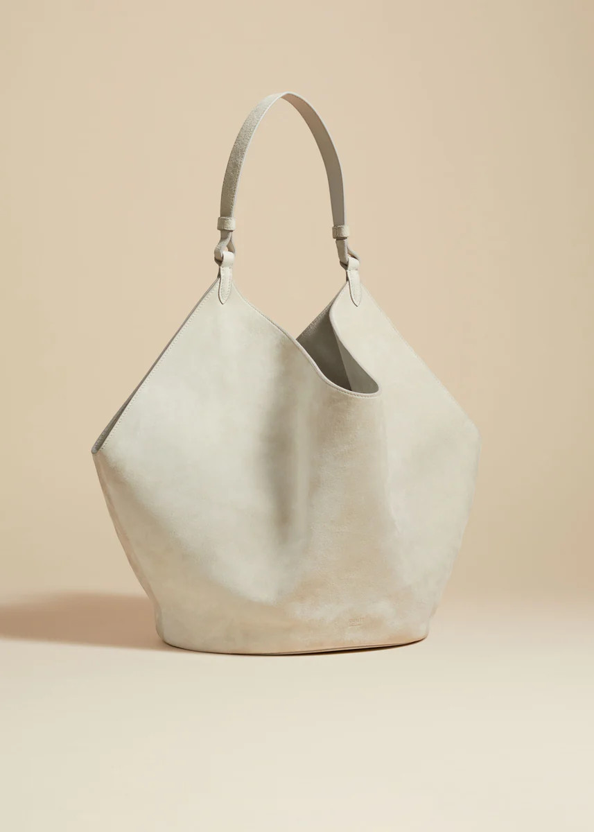 The Medium Lotus Tote in Grey Suede | Khaite