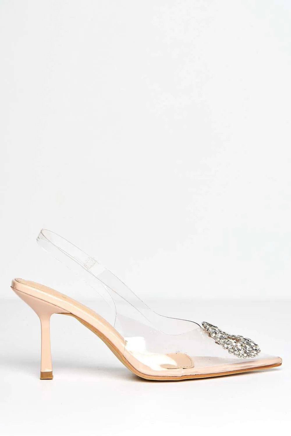 Lolya Diamante Brooch Detail Perspex Court Shoe Heels | Debenhams UK