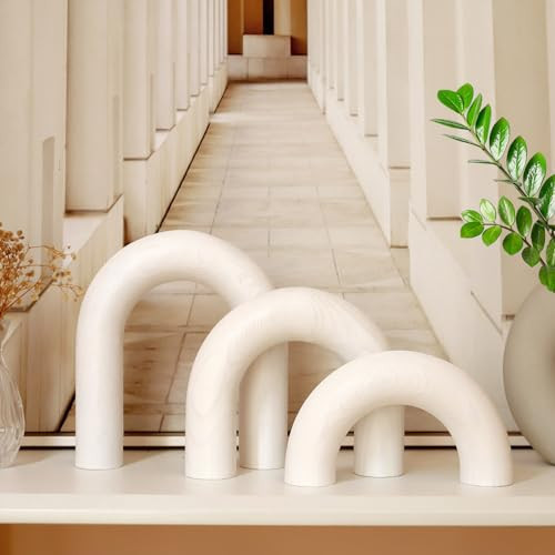 SINTENILL 3Pcs Wood Arch Decorative Objects - Aesthetic Shelf Decor, Neutral Home Decor Accents for Modern Bookshelf Decor, Coffee Table Decor, Boho Living Room Decor, Entryway Mantel Table Decoration | Amazon (US)