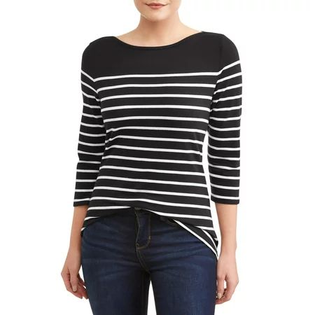 Women's 3/4 Sleeve Classic Boatneck Top | Walmart (US)