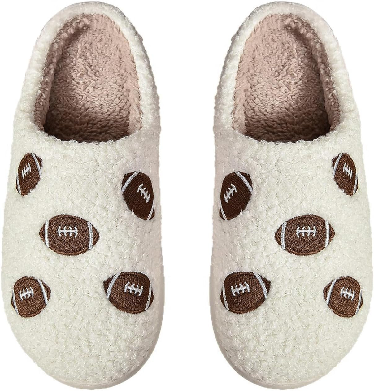 Football Slippers for Women Cute Ball Sports House Shoes Fluffy Cozy Plush House Slippers Soft Warm Home Shoes | Amazon (US)