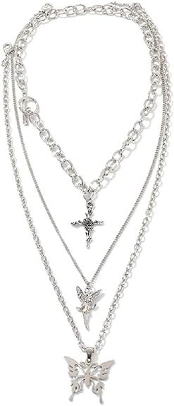 Dainty Punk Layering Chunky Chain Choker Toggle Necklace Boho Jewelry Set Layered Butterfly Cross... | Amazon (US)