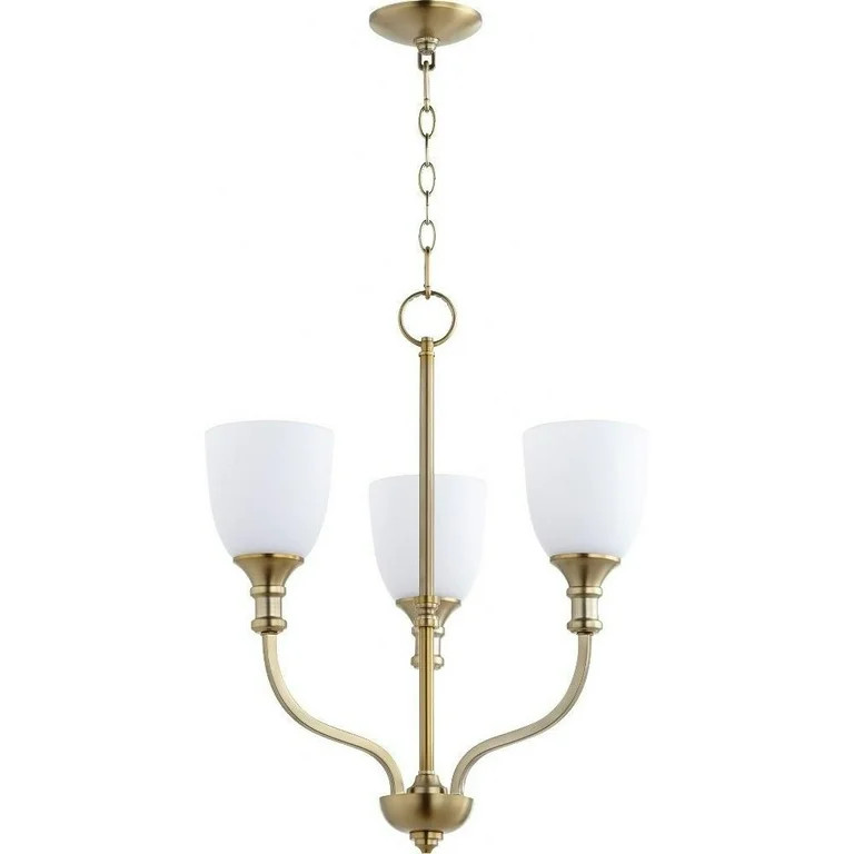 Transitional Three Light Chandelier-Aged Brass Finish-Satin Opal Glass Color Bailey Street Home 1... | Walmart (US)