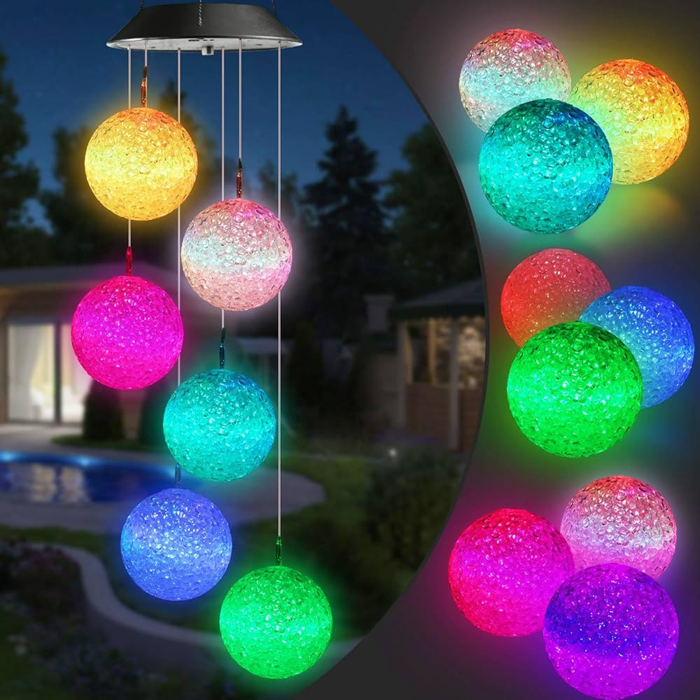 Toodour Solar Wind Chime, Color Changing Ball Wind Chimes, LED Decorative Mobile, Gifts for Mom G... | Amazon (US)