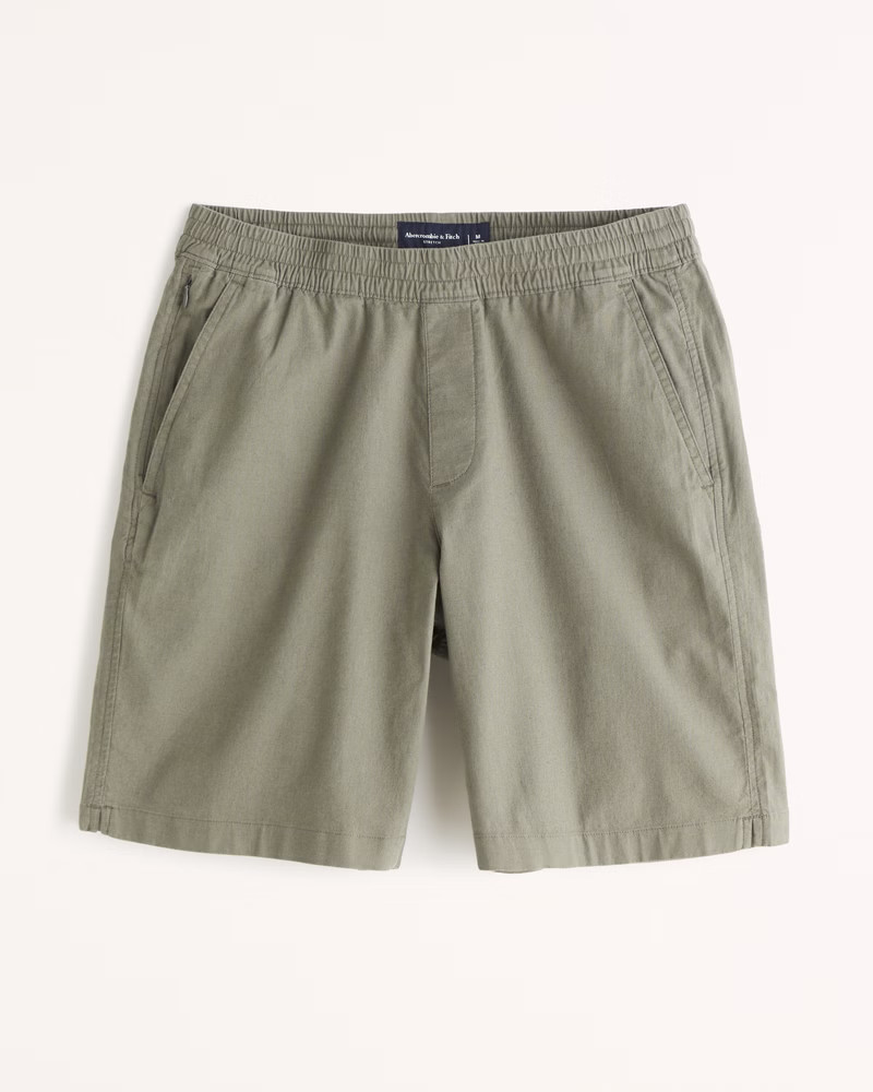 Men's Linen-Blend Pull-On Shorts | Men's Bottoms | Abercrombie.com | Abercrombie & Fitch (US)