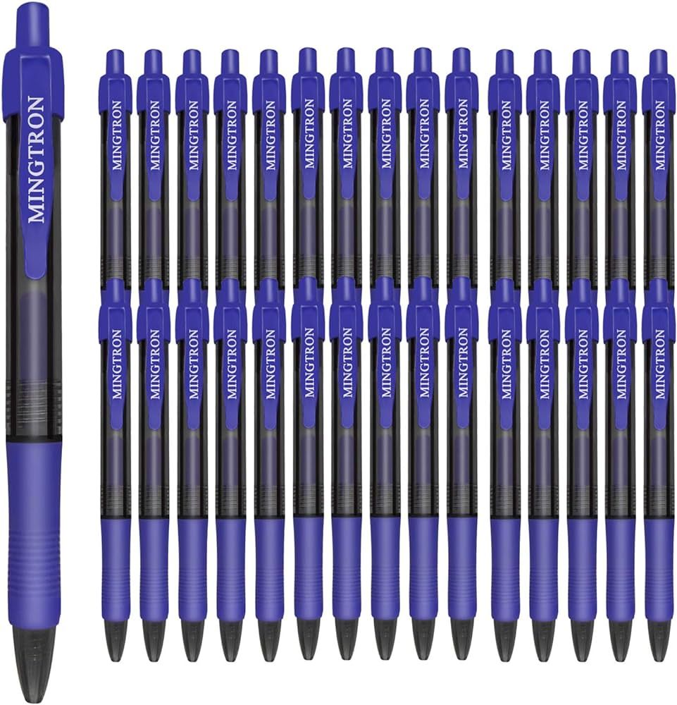mingtron Gel pens, 30 Pack Blue Pens Fine Point, No Smear Ink Pens for Left Hand, Click Pens Bulk... | Amazon (US)