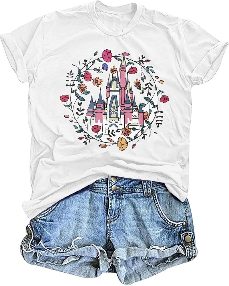 Magical Shirt for Women Magic Kingdom T Shirt Family Holiday Vacation Tee Castle Graphic Short Sl... | Amazon (US)
