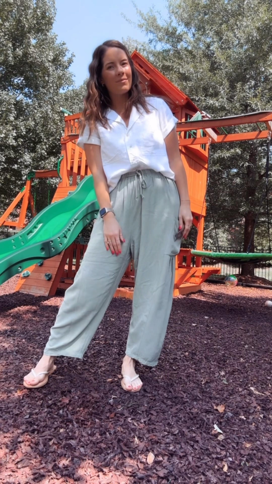 Pre fall lightweight outfit during those summer day temps ☀️

Small pants
Tops (S) linked similar 