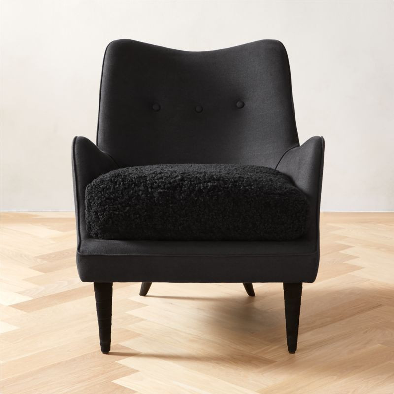 Jed Black Shearling Chair + Reviews | CB2 | CB2