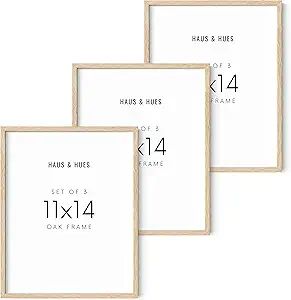 Haus and Hues 11"x14" Beige Oak Wood Frames Set of 3 - 11x14 Wood Frame, 11x14 Picture Frame Wood... | Amazon (US)
