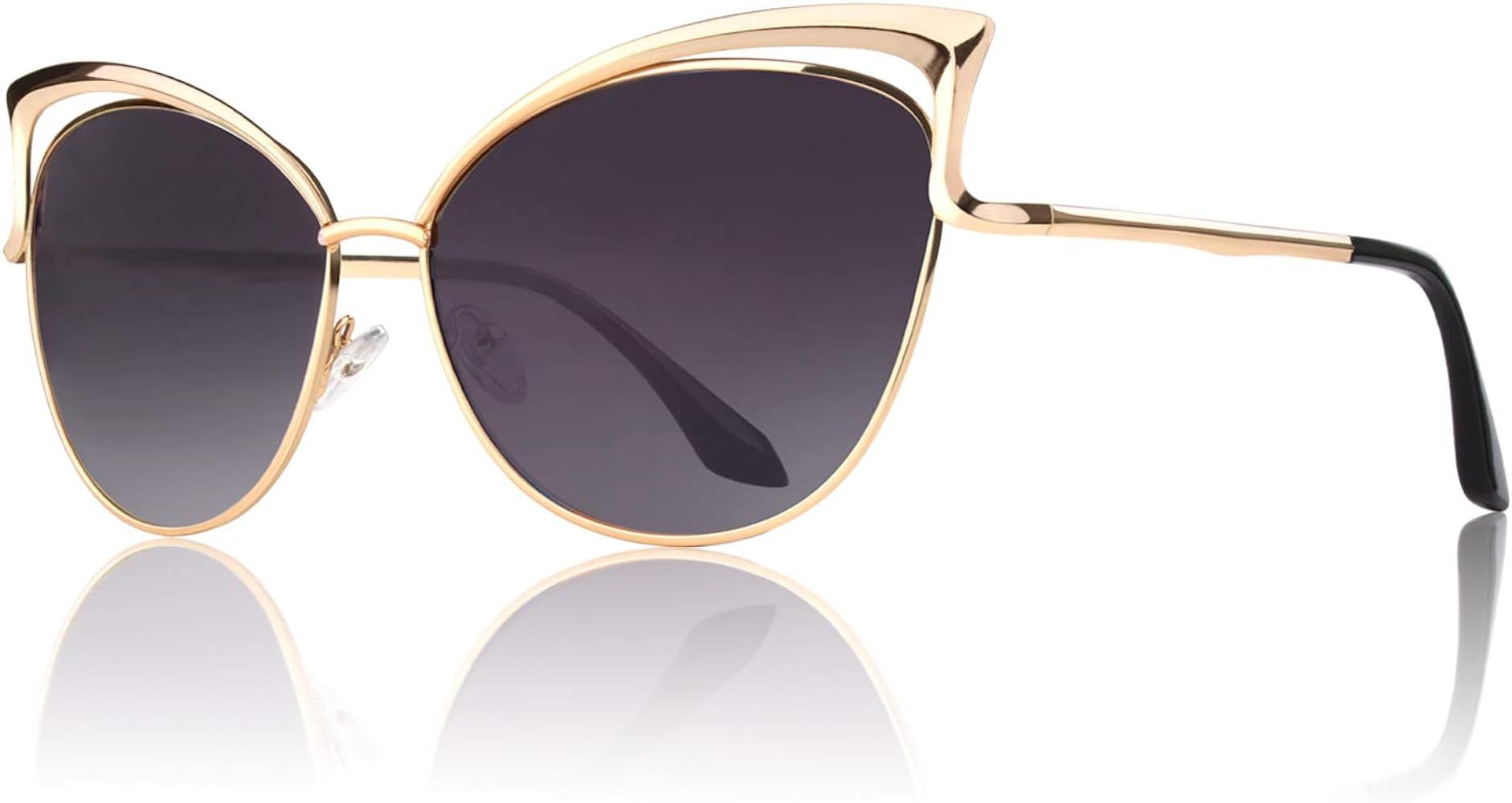 GQUEEN Trendy Oversized Sunglasses for Women Polarized Cat Eye Cute UV400 Protection | Amazon (US)