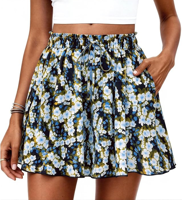 PRETTYGARDEN Women's Summer Wide Leg Flowy Shorts | Amazon (US)