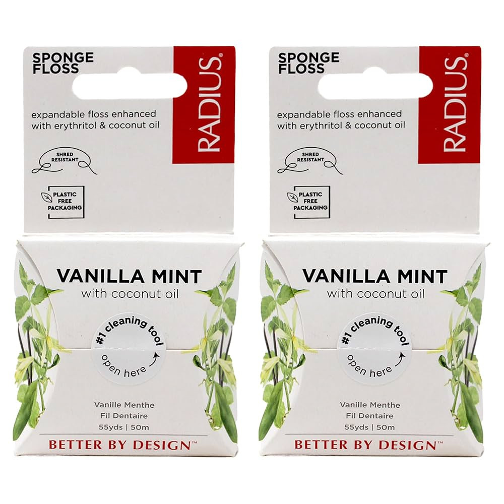 Radius Dental Floss, Sponge Floss, Vanilla Mint, 55 Yards, Vegan & Non-Toxic Oral Care Designed t... | Amazon (US)