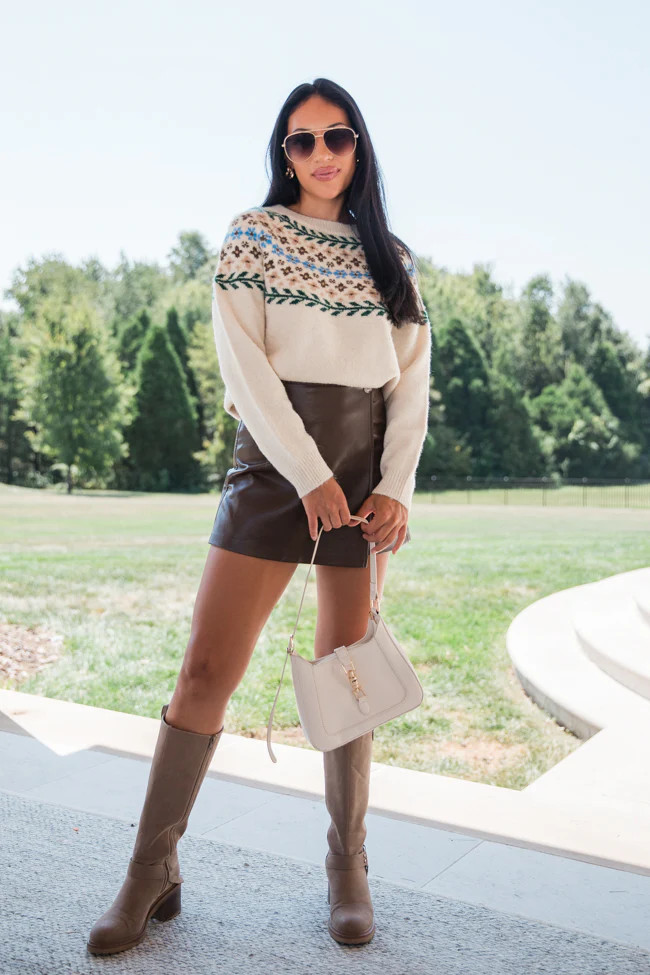 Floral Affair Ivory Multi Flower Fair Isle Sweater | Pink Lily