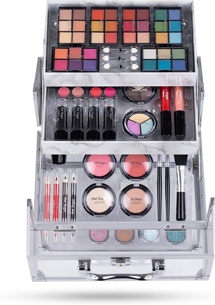 Hot Sugar Mixed Beauty Makeup Kit Cosmetic Set All in One Train Case Matte Shimmer Eyeshadow Pale... | Amazon (US)