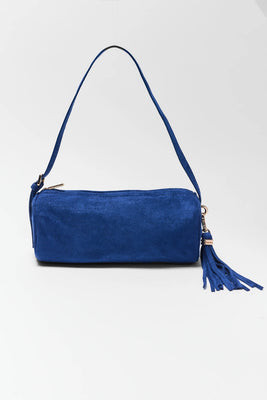Blue Faux Suede Barrel Bag | Avara