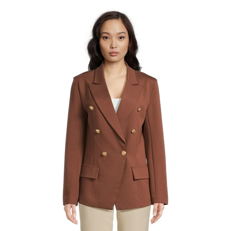 Attitude Unknown Women's and Women's Plus Metallic Button Blazer | Walmart (US)