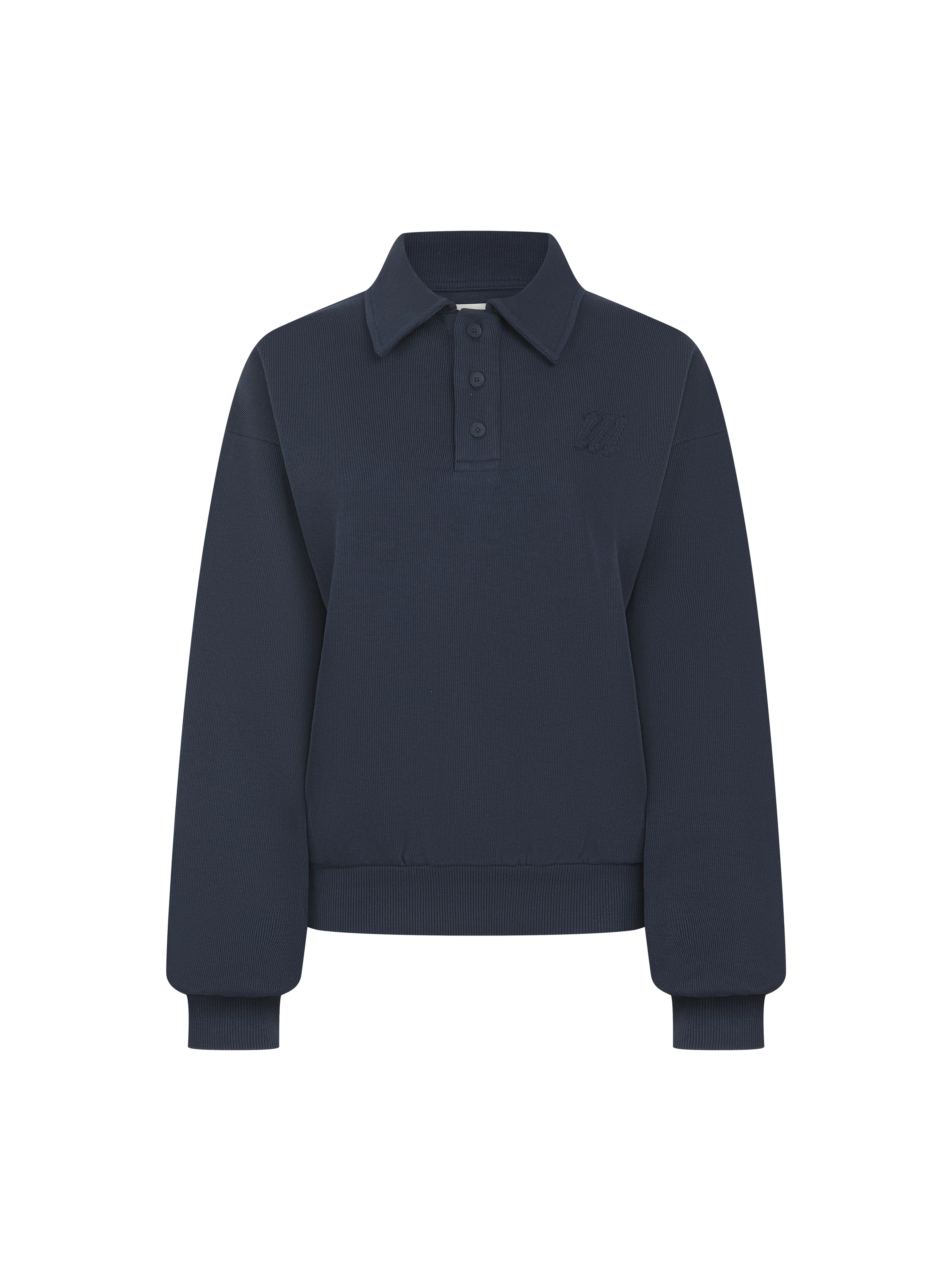 Daily Errands Collared Sweatshirt - Washed Navy | Maebe