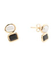 Made In India 18kt Gold Plated Onyx Pearl Earrings | TJ Maxx