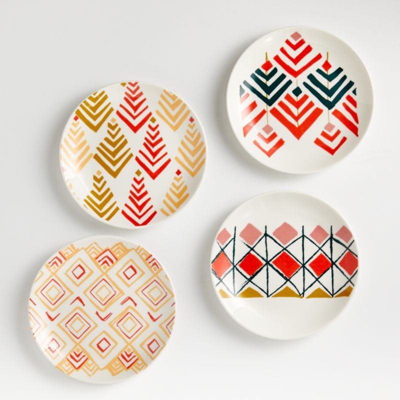 Fall Appetizer Plates with Stand, Set of 12 | Crate and Barrel | Crate & Barrel