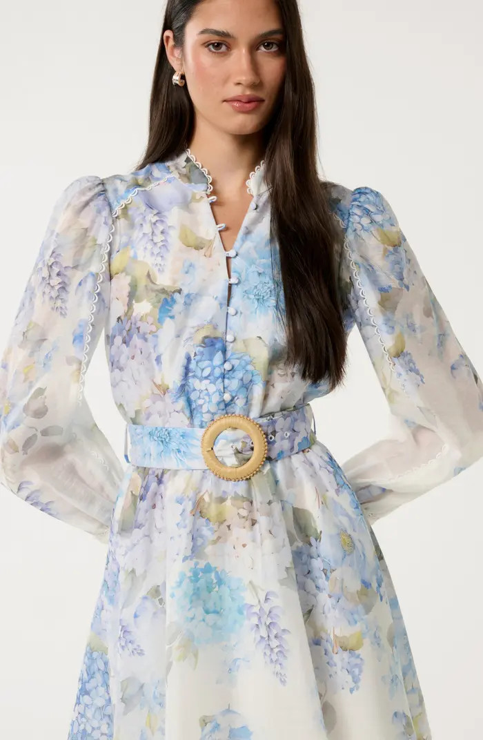 Ever New Vienna Lace Trim Belted Long Sleeve Shirtdress | Nordstrom | Nordstrom