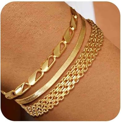 14K Gold Plated Bangle Bracelet Set for Women - 6PC Cuff Bangles Bracelets Anklets Trendy Bracele... | Amazon (US)