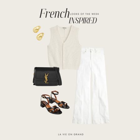French Inspired Look
Summer Outfit 
White Denim
Vest 
Sandals 

#LTKOver40 #LTKSeasonal #LTKStyleTip