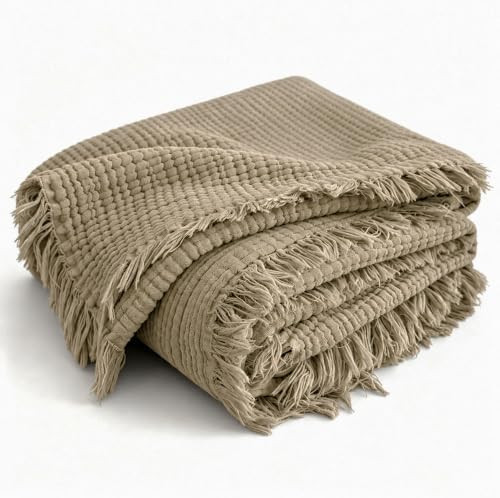 50x70 in Muslin Blanket for Adults, 6 Layer Gauze Blanket Throw | 100% Cotton muslin blanket Ligh... | Amazon (US)