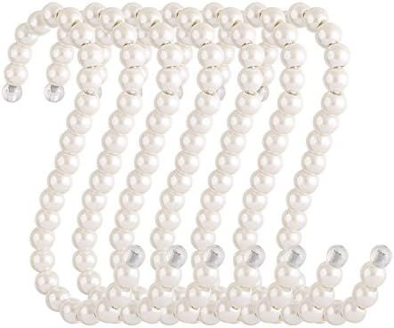 RuiLing 5-Pack White Pearl Beads Hanging S Hooks S Shape Non-Slip Ornament Hook- S Shaped Creativ... | Amazon (US)