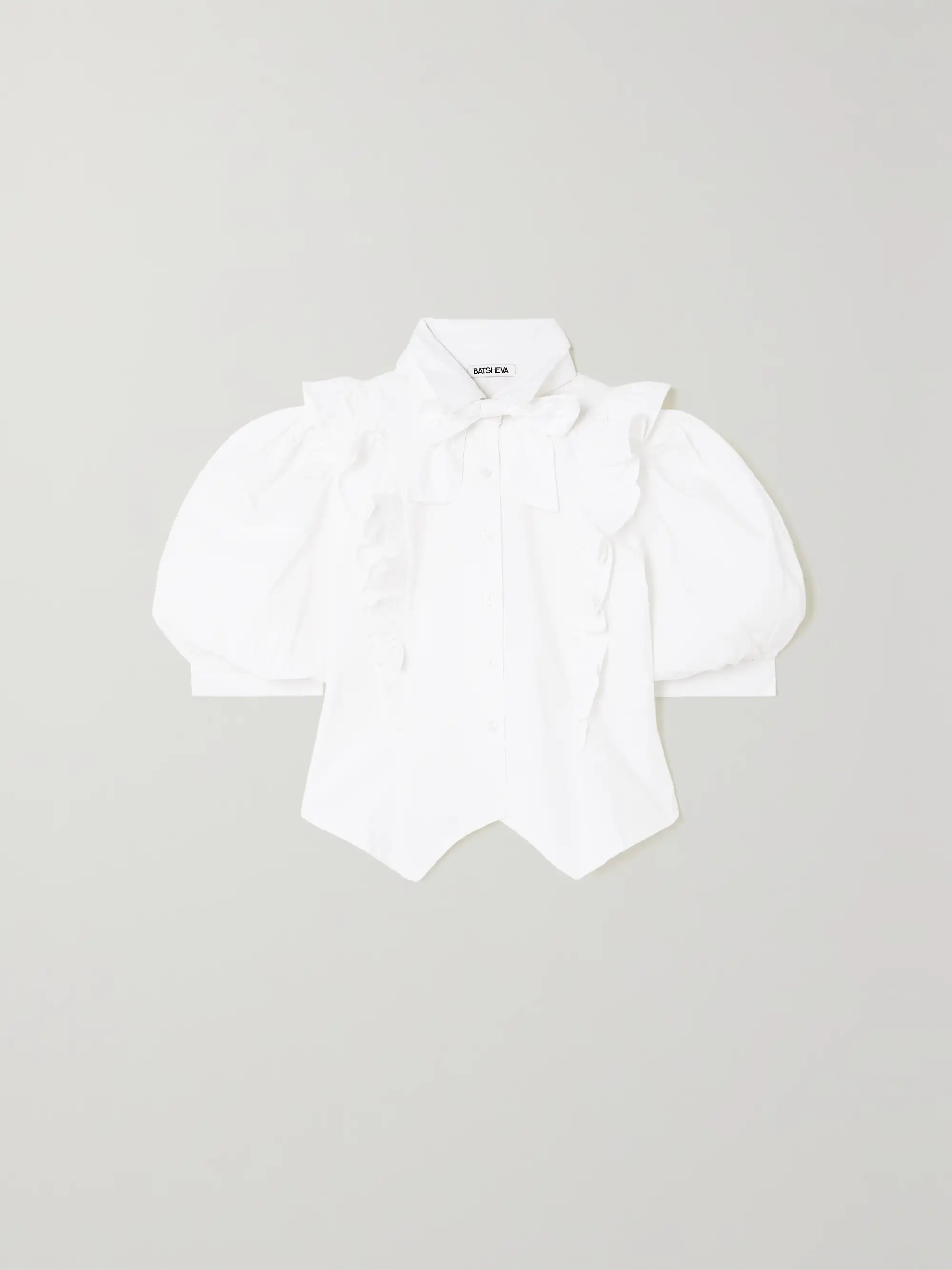 Moon bow-detailed ruffled cotton-poplin blouse | NET-A-PORTER (US)