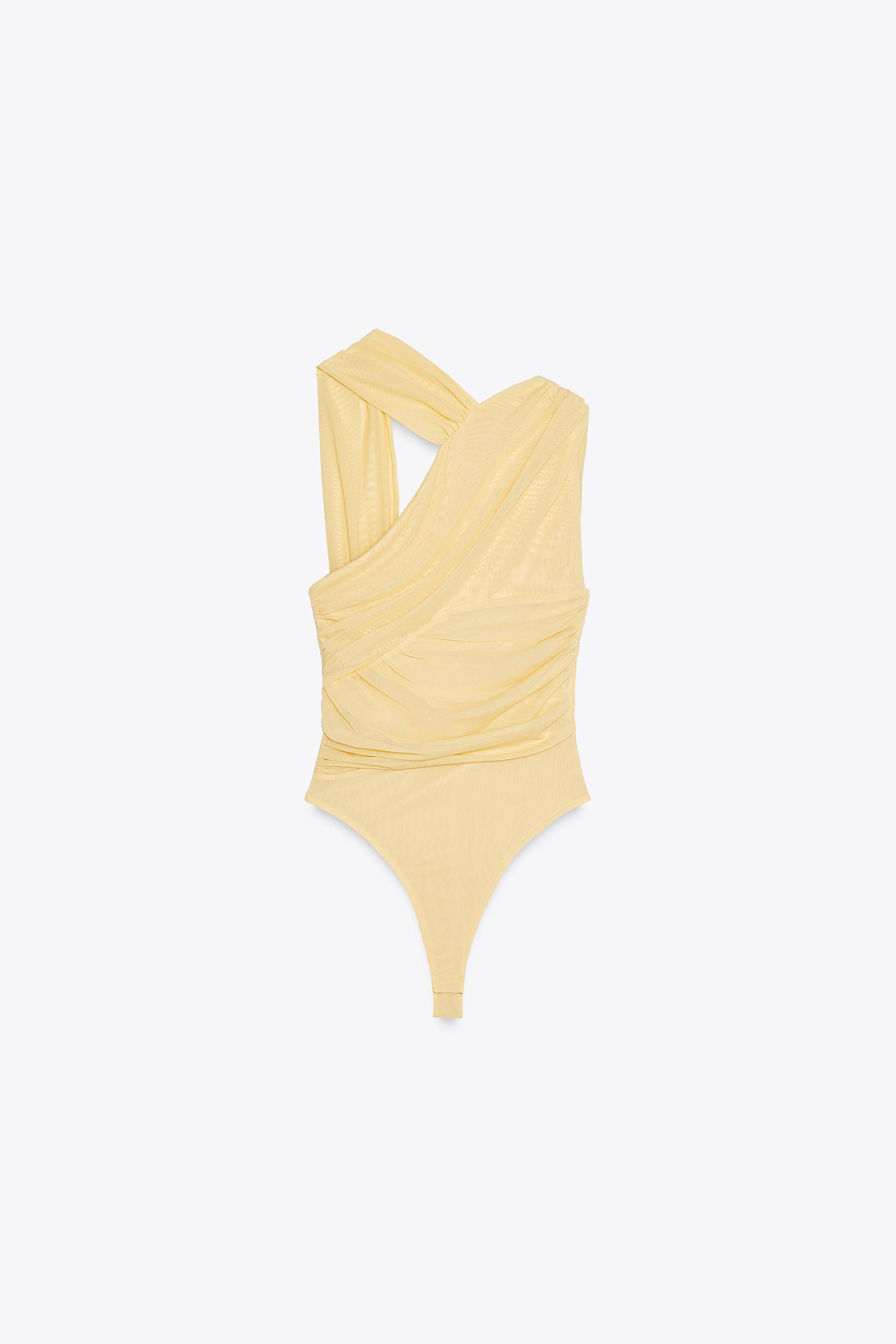 DRAPED ASYMMETRIC TULLE BODYSUIT | Zara US