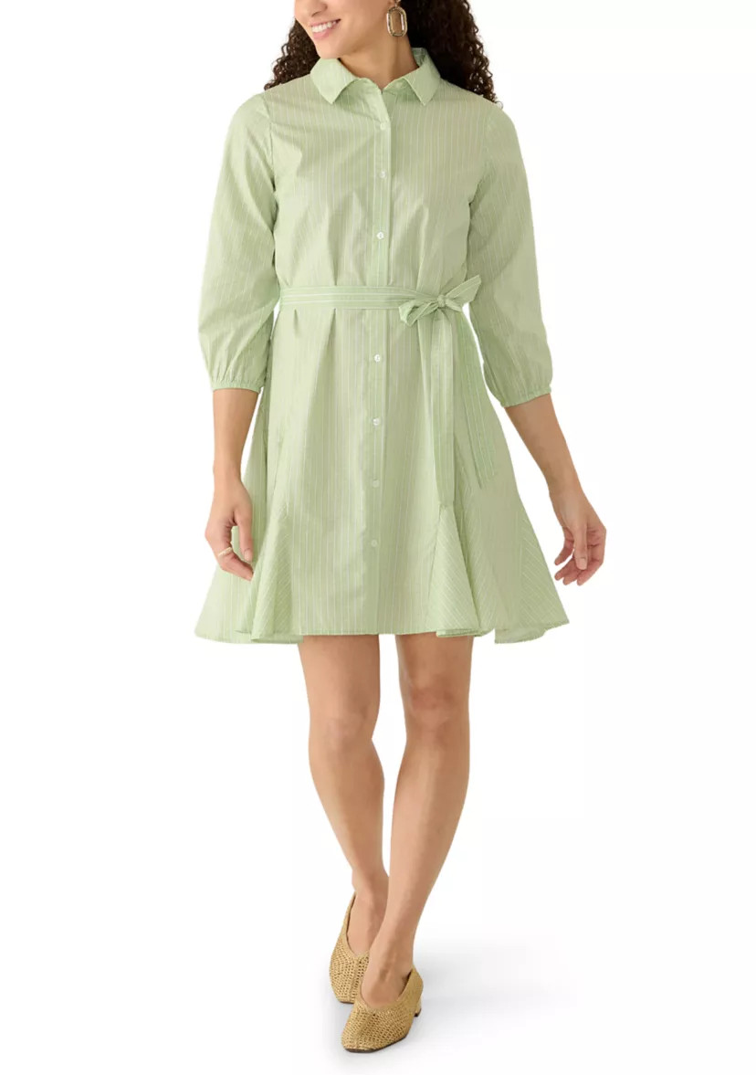 Petite Tie Waist Dress with Godets | Belk