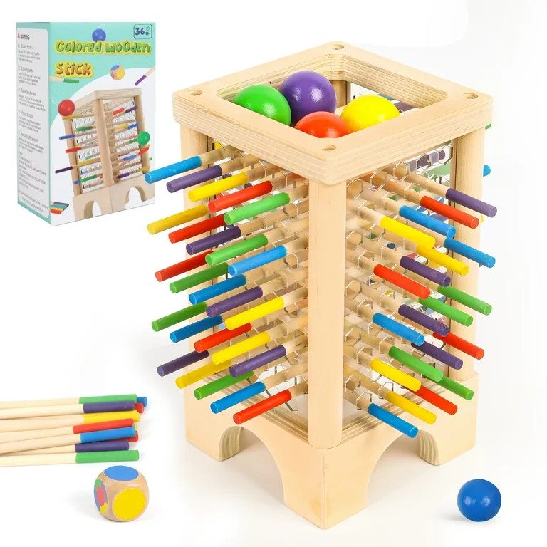2 in 1 Montessori Game Wooden Board Game, Colorful Wooden Sticks Dice Game Math Educational Toys ... | Walmart (US)