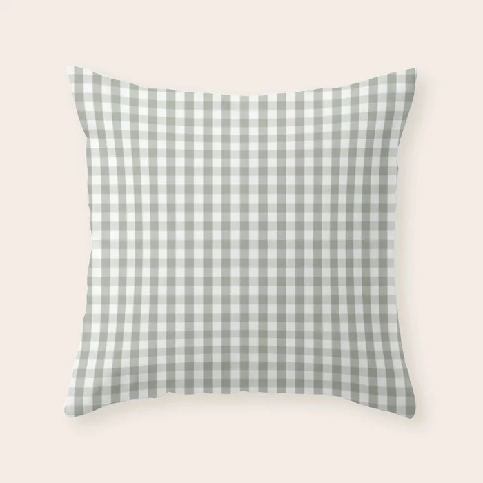 Desert Sage Grey Green and White Gingham Check Throw Pillow | Society6