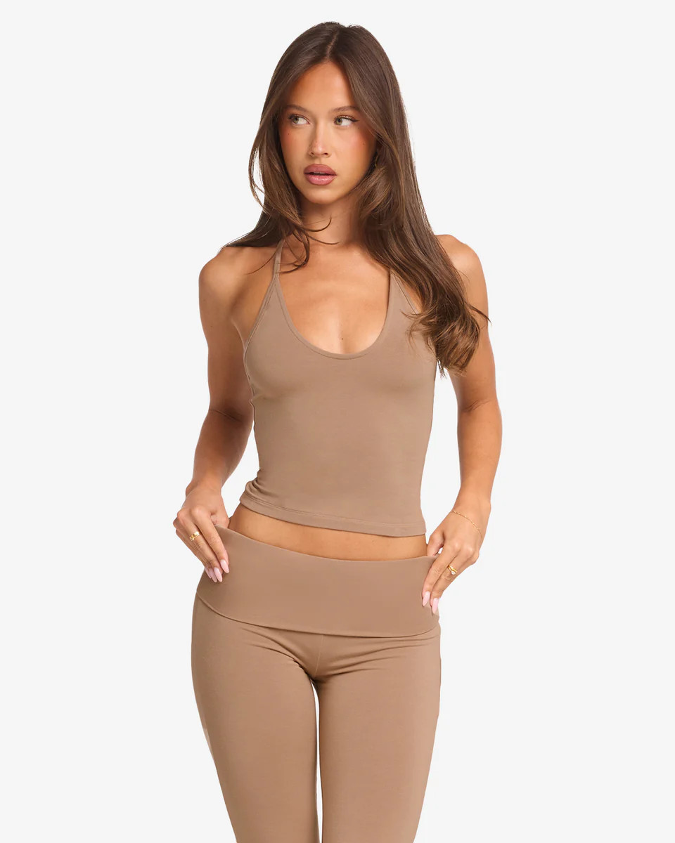 Halter Tie Tank | Toffee | Crop Shop Boutique US