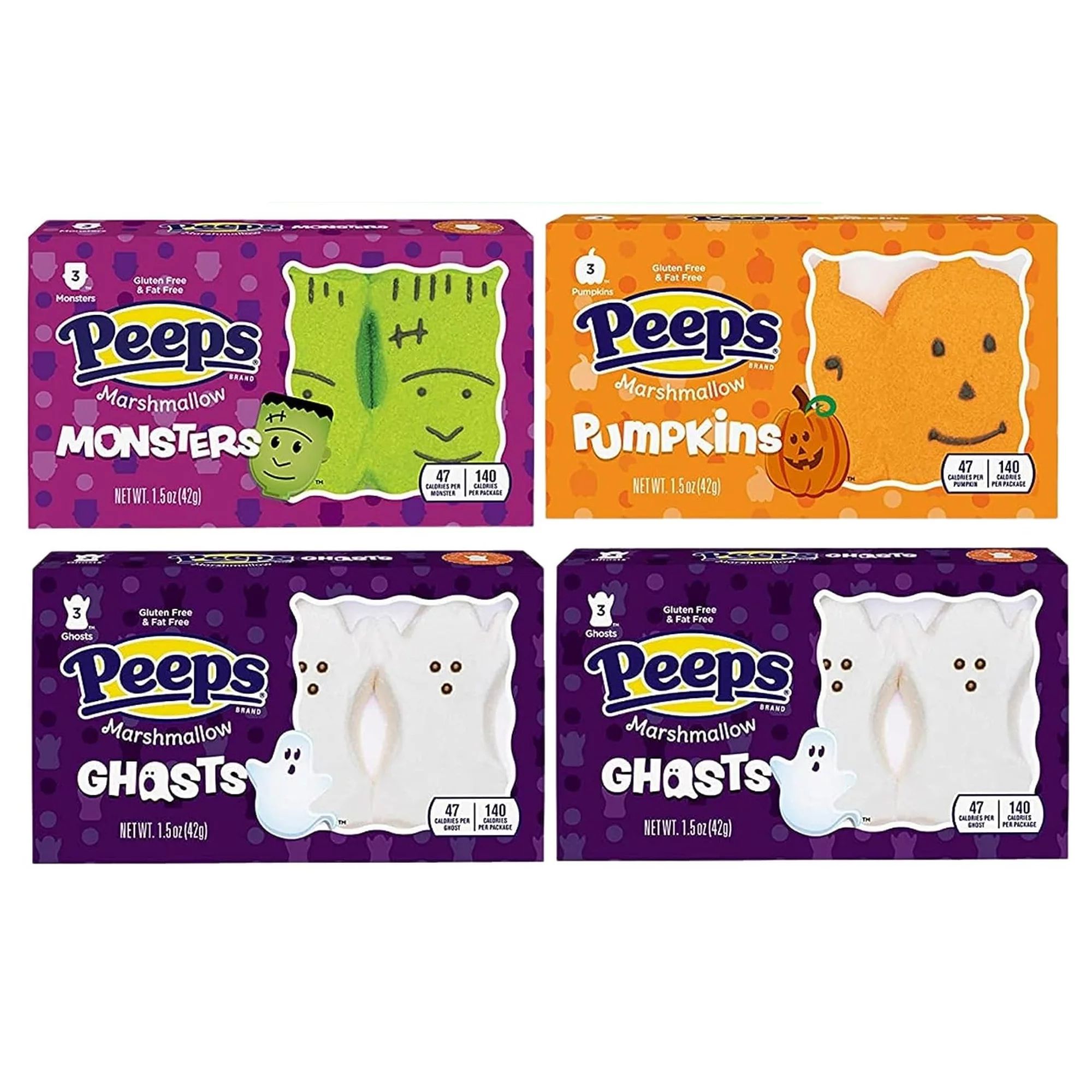 Peeps Marshmallows Candy Halloween Spooky Shaped, Character Shaped Marshmallow, Pack of 4, 12 Pie... | Walmart (US)