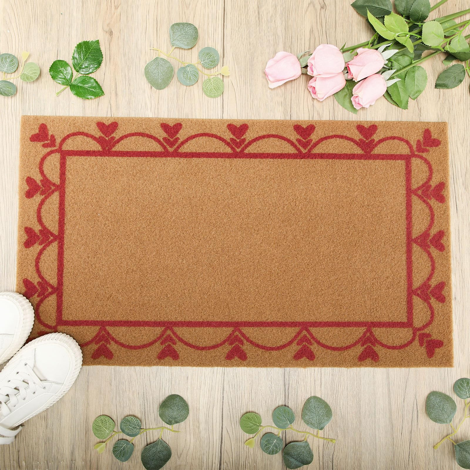 Breling Valentine's Day Coir Doormat Welcome Door Mat Red Love Heart Floor Mat Non Slip Welcome D... | Amazon (US)