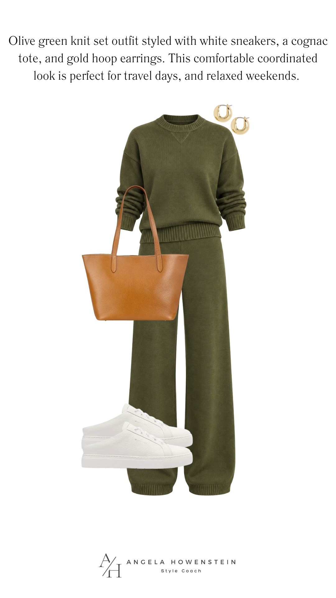 This olive knit set is proof that comfortable can still look pulled together! Pair it with crisp white sneakers, a cognac tote, and simple gold hoops for an easy outfit that works for travel, errands, casual lunches, or relaxing at home. A coordinated look with practically zero outfit-planning required.

👩‍💻 LTK PRO TIPS
❤️ Heart = Support my posts ;-)
🔖 Save = Get sale & restock alerts for the things you love!
📋 Lists = Keep favorites organized (List ideas: Christmas, Birthdays, and Vacations!)
📲 Share = Send lists and products to a friend (or your daughters like me).
💬 Comment = Ask me anything, and I’ll answer. ;-)