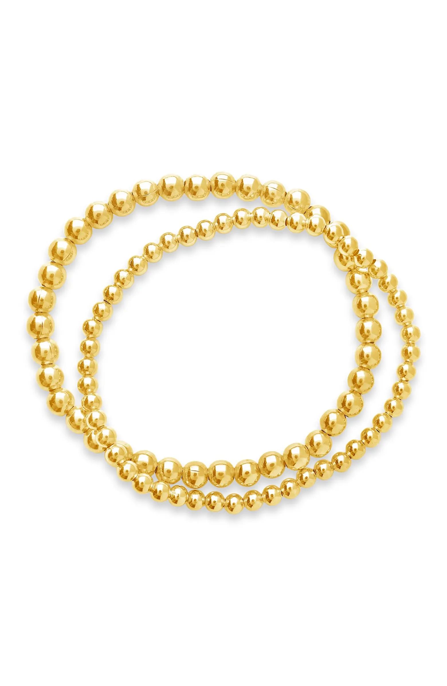 14K Gold Plated Beaded Stretch Bracelet Set | Nordstrom Rack
