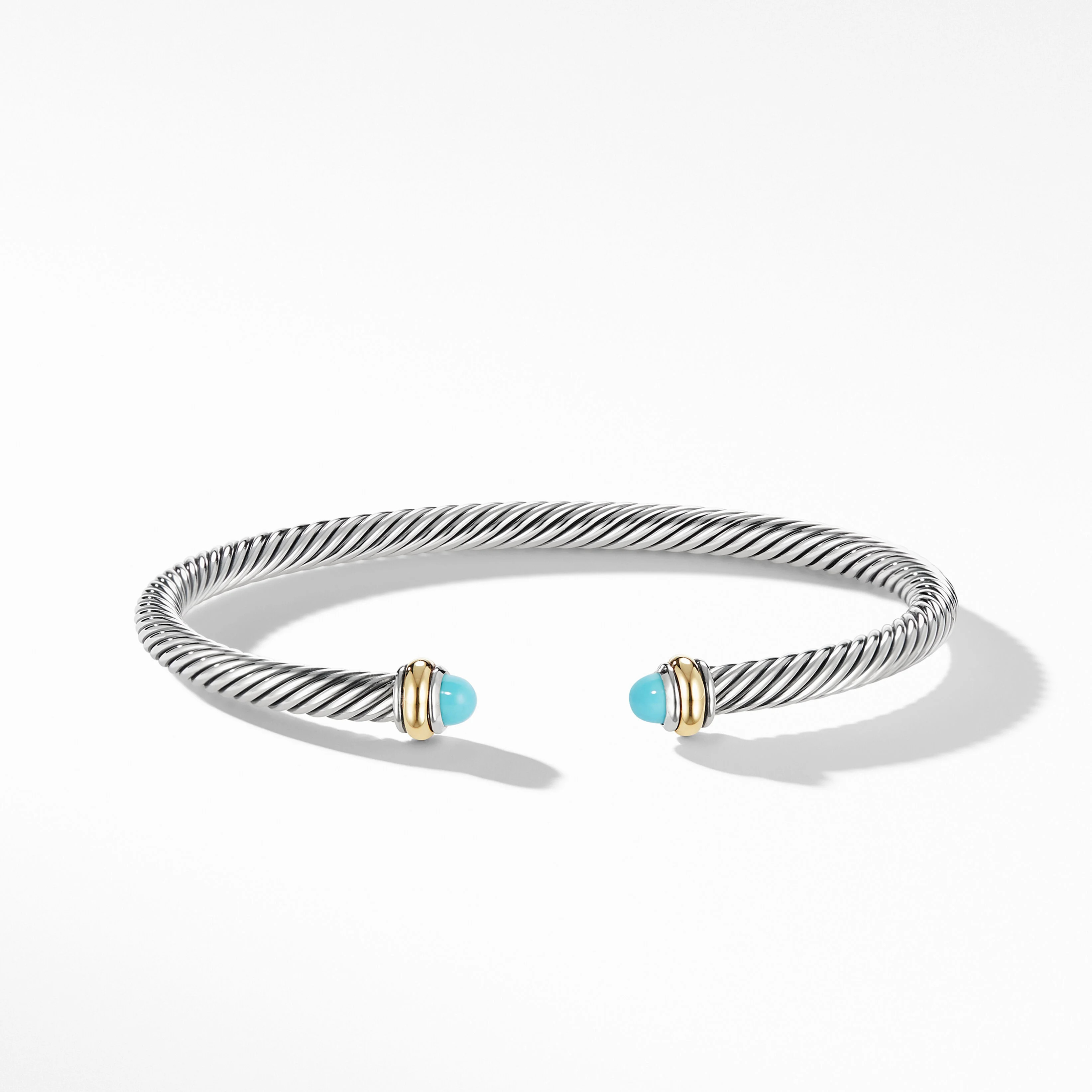 Cable Classics Bracelet in Sterling Silver with Turquoise and 18K Yellow Gold | David Yurman
